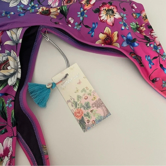 Johnny Was Ombré Garden Wrap One Piece Bathing Suit XS Multi Flowers V Neck - Picture 9 of 14